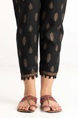 Black Raw Silk Screen Printed Trousers TR-22-133