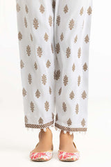 Off White Raw Silk Screen Printed Trousers TR-22-133