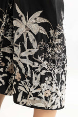 Black Raw Silk Embroidered Trousers TR-22-134
