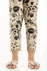 Beige Khaddar Screen Print Trousers TR-22-185