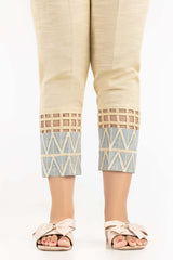 Beige Khaddar Screen Printed Trousers TR-22-186