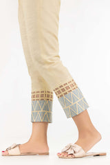 Beige Khaddar Screen Printed Trousers TR-22-186