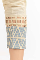 Beige Khaddar Screen Printed Trousers TR-22-186