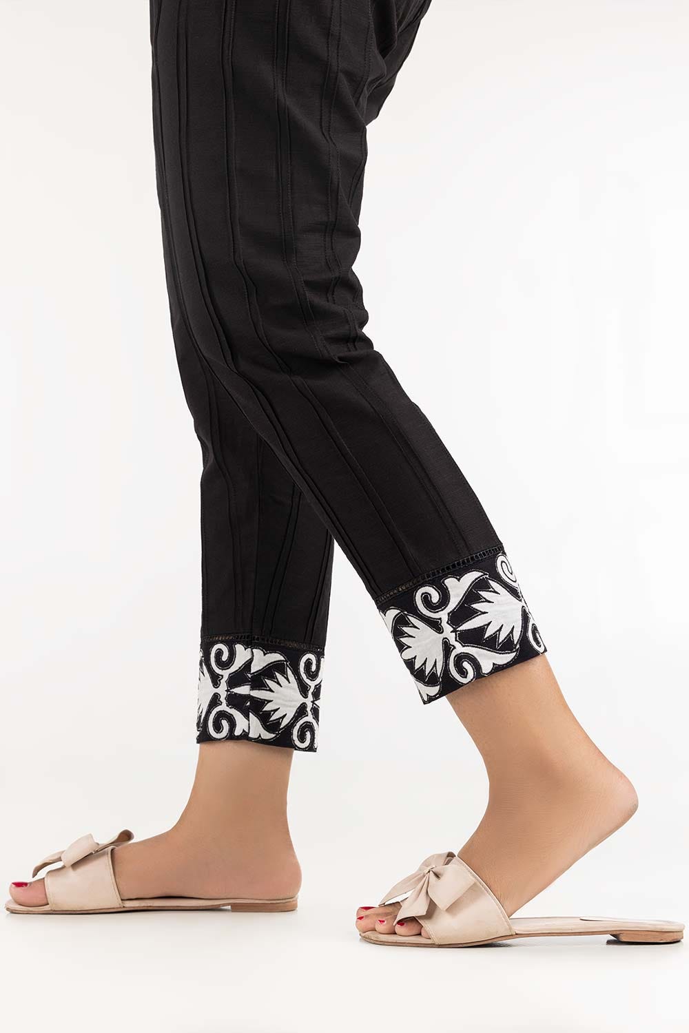 Black Khaddar Embroidered Trousers TR-22-188