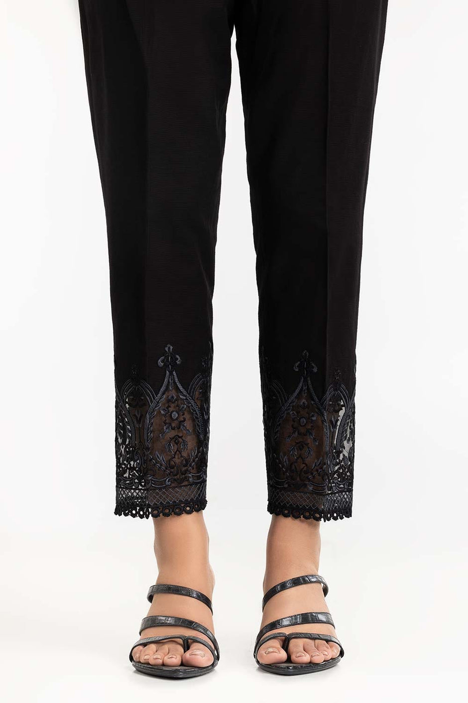Black Khaddar Embroidered Trouser