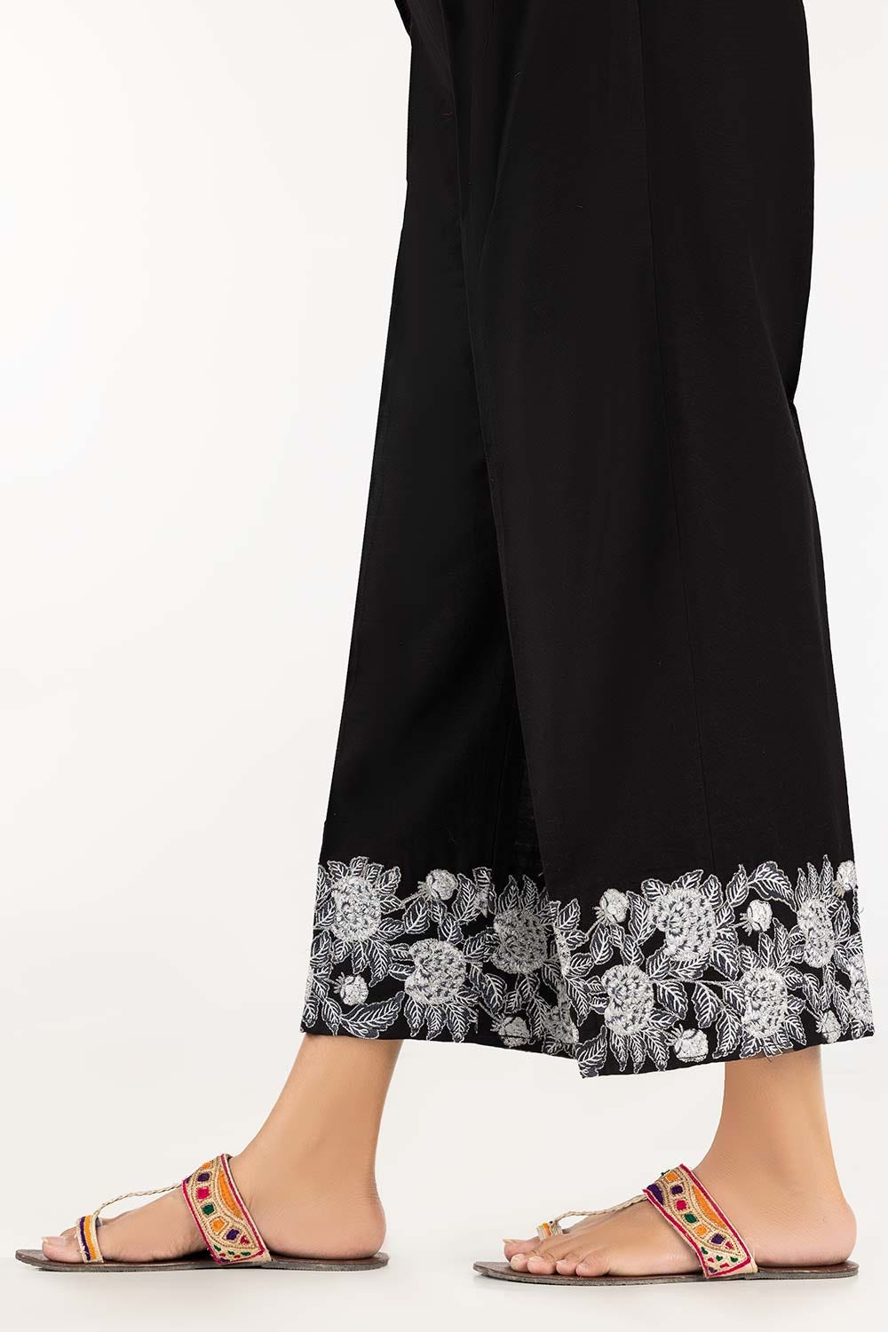 Black Khaddar Embroidered Trousers TR-22-193