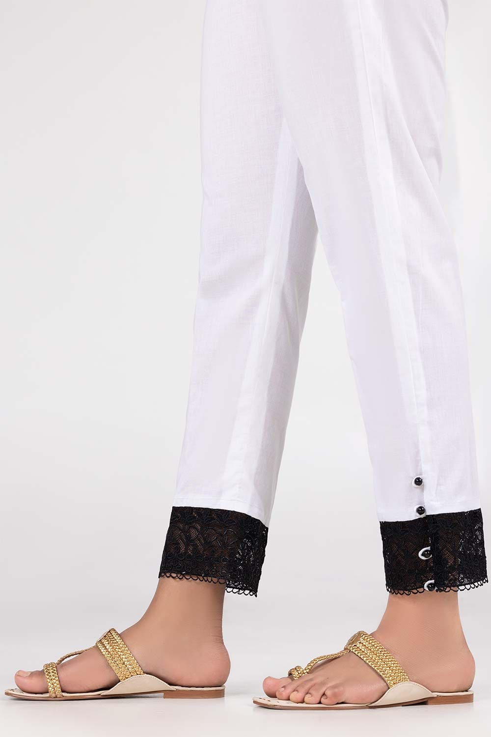 Off White Cambric Fashion Trousers