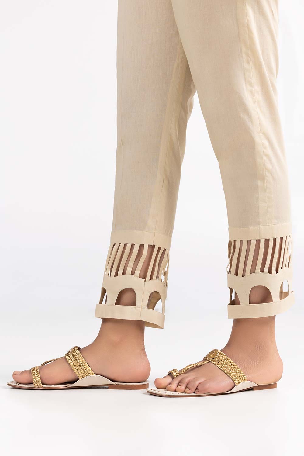 Beige Cambric Fashion Trousers