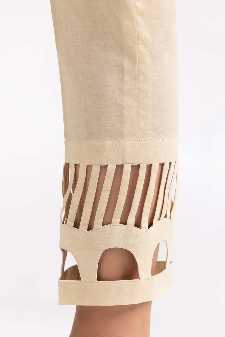 Beige Cambric Fashion Trousers