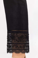 Black Raw Silk Embroidered Trousers TR-22-27