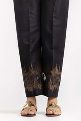 Black Embroidered Raw Silk Trousers TR-22-36