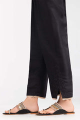 Black Embroidered Raw Silk Trousers TR-22-38