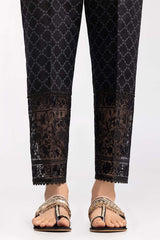 Black Embroidered Raw Silk Trousers TR-22-40