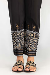 Black Screen Printed Cambric Trousers TR-22-53