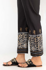 Black Screen Printed Cambric Trousers TR-22-53