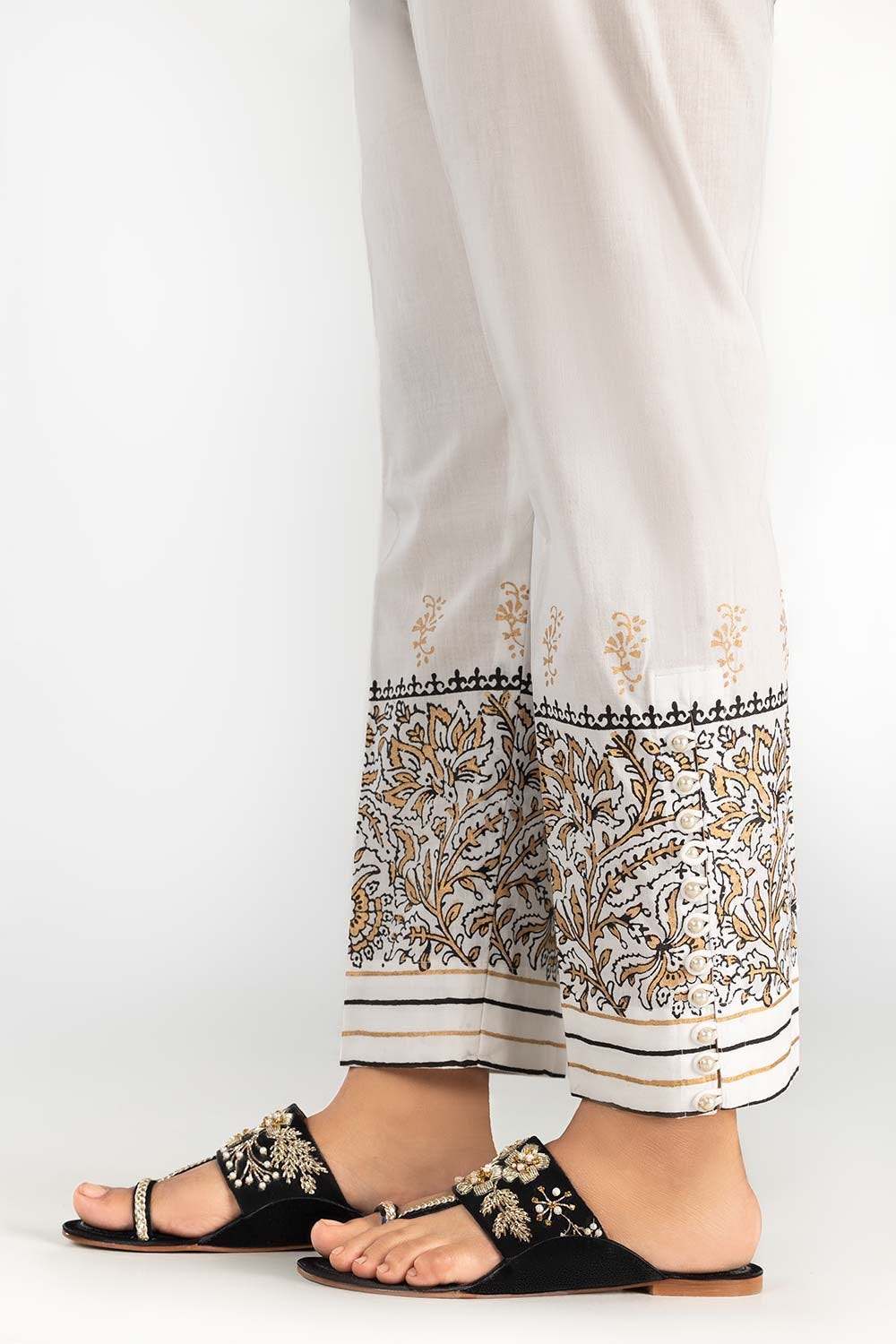 Off-White Screen Printed Cambric Trousers TR-22-53