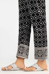 Black Screen Printed Embroidered Trousers TR-22-71