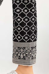 Black Screen Printed Embroidered Trousers TR-22-71