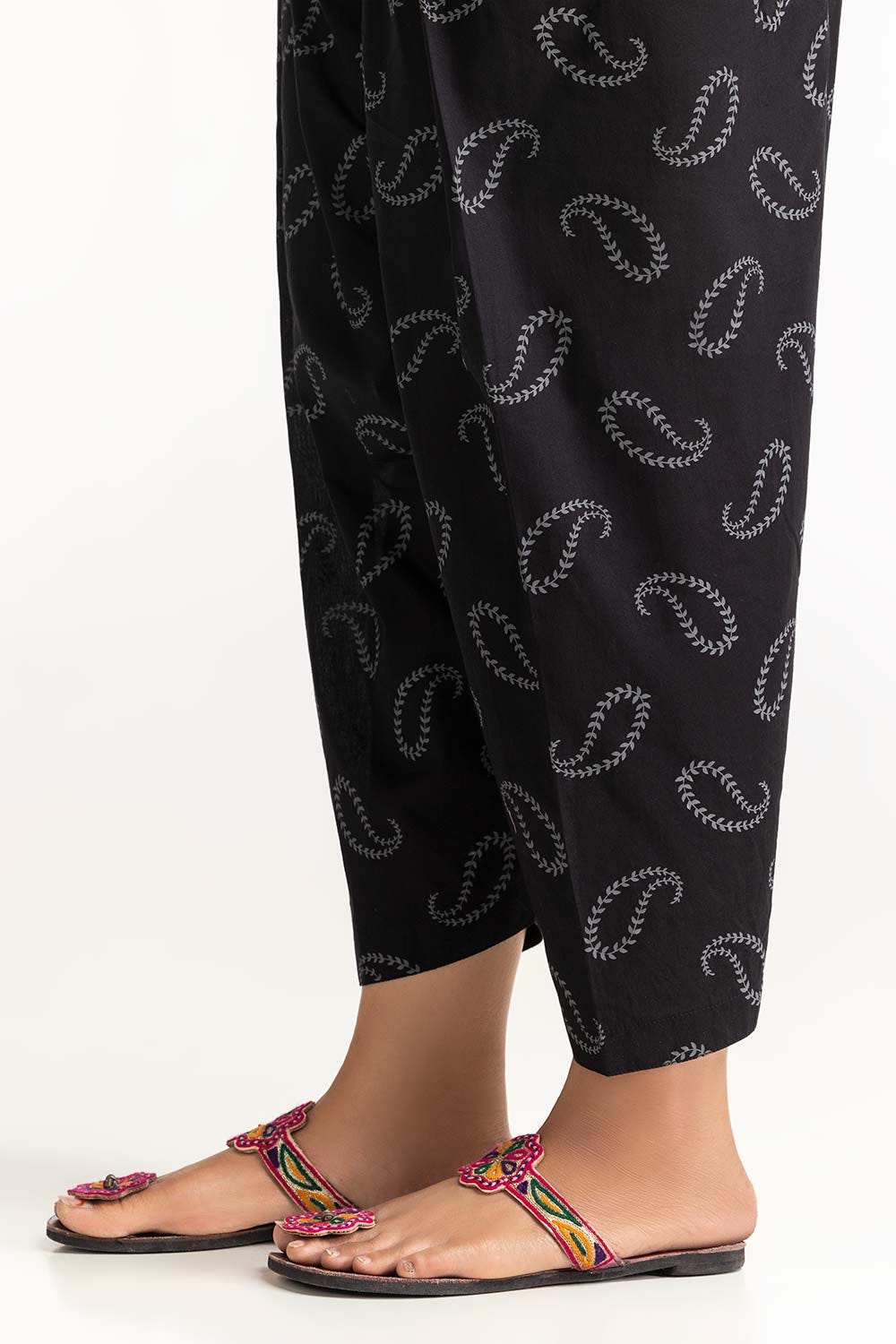 Black Dyed Cambric Screen Print Shalwar TR-24-01