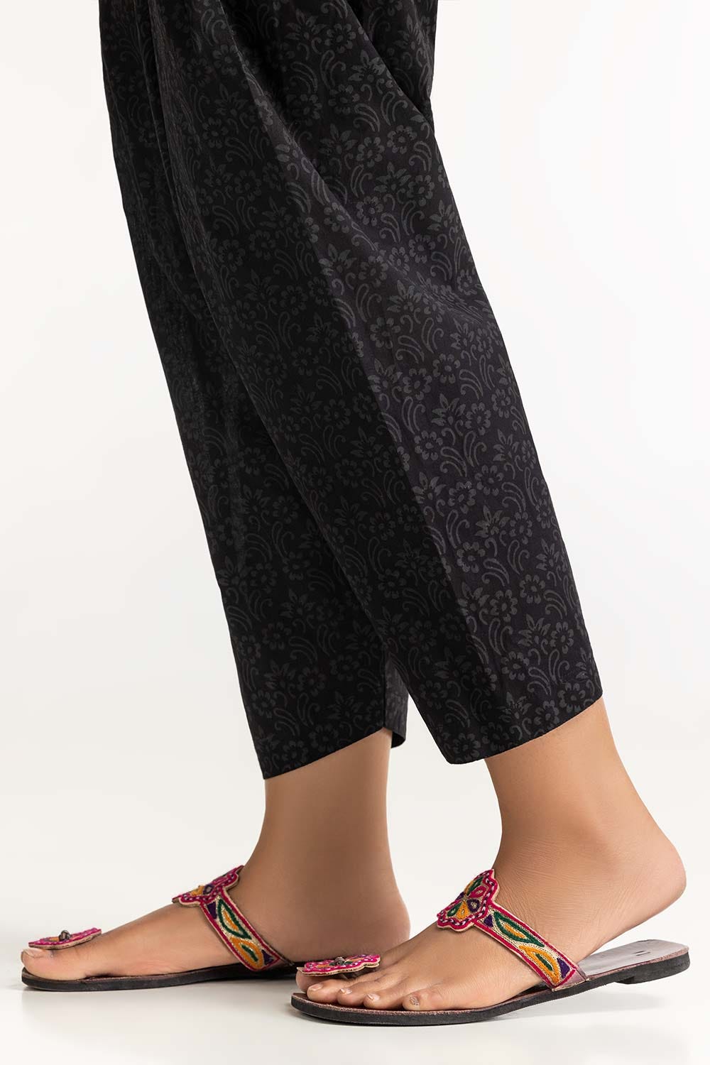 Black Dyed Cambric Screen Print Shalwar TR-24-02