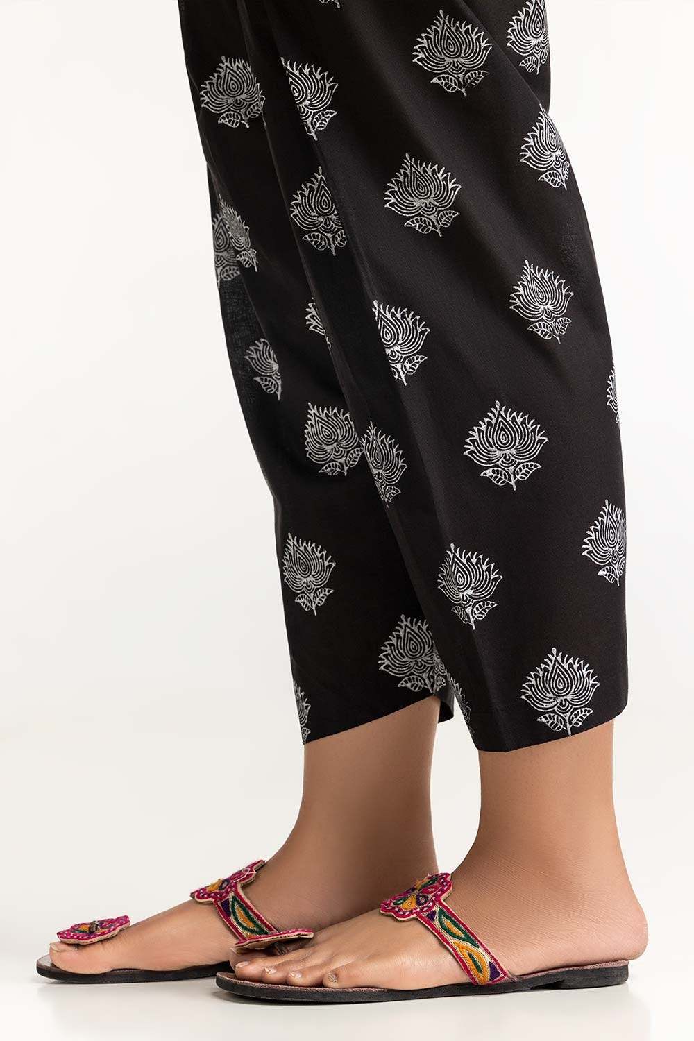 Black Dyed Cambric Screen Print Shalwar TR-24-03