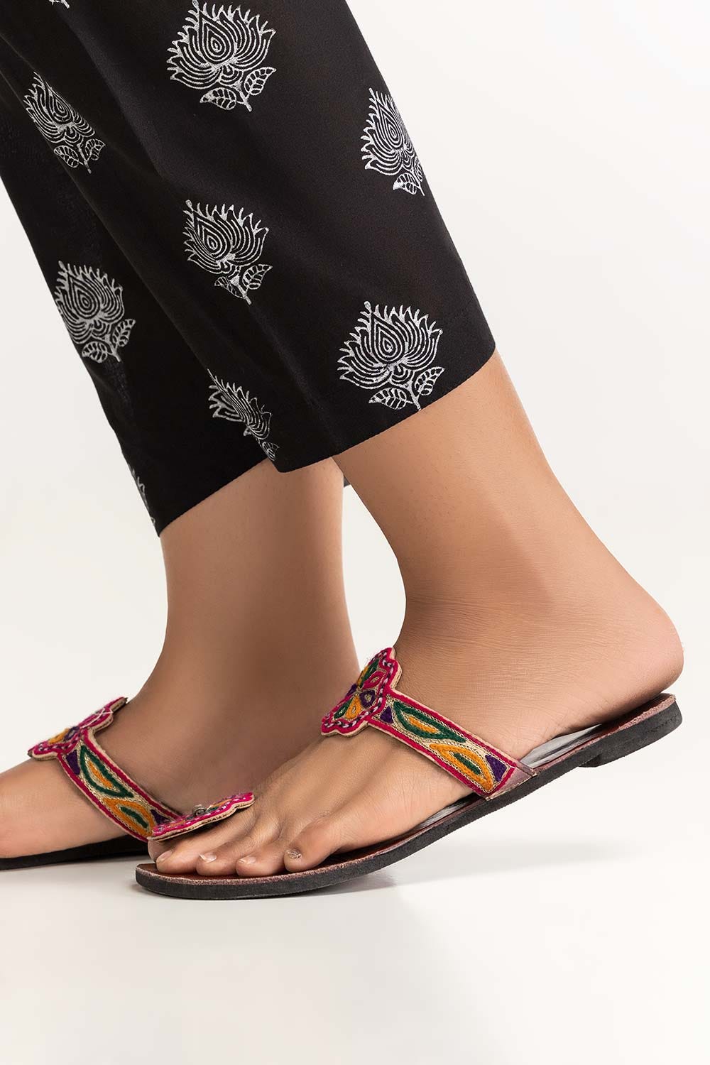Black Dyed Cambric Screen Print Shalwar TR-24-03