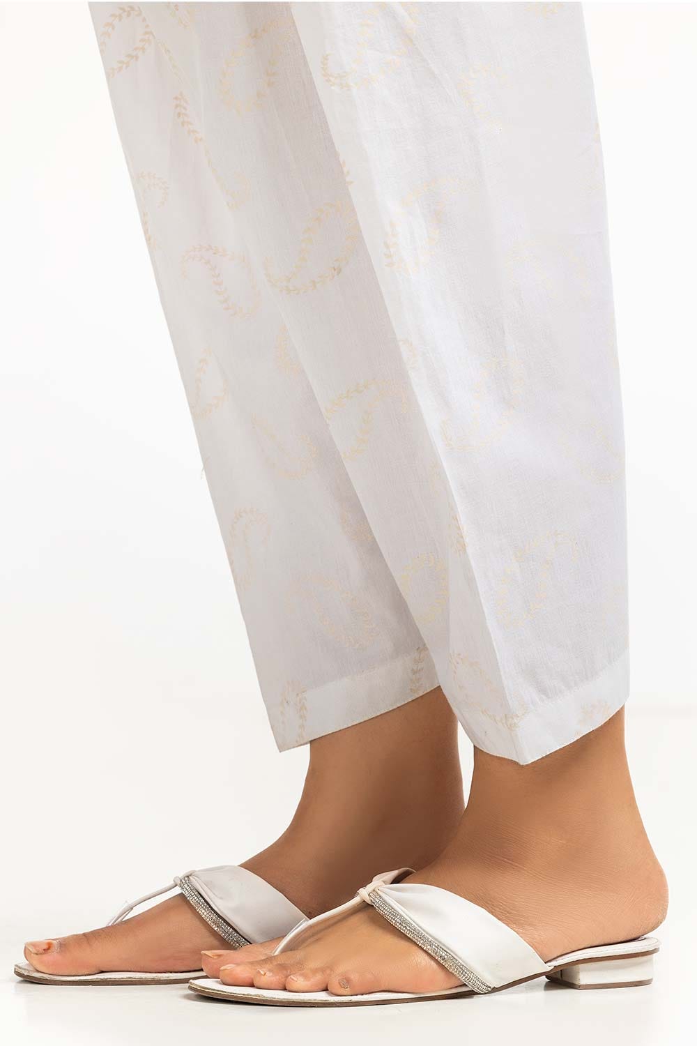 Off-White Dyed Cambric Screen Print Shalwar TR-24-06