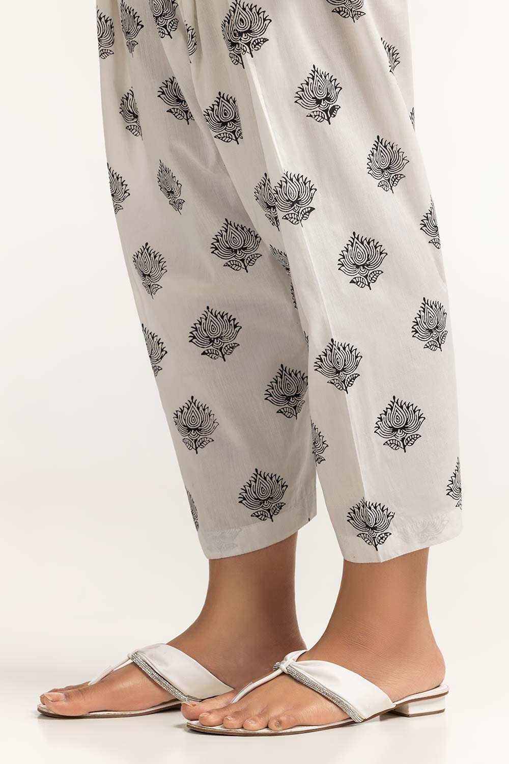 Off-White Dyed Cambric Screen Print Shalwar TR-24-08