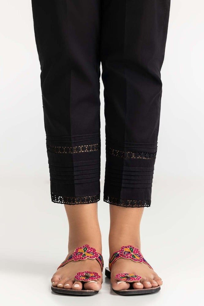Black Dyed Cambric Embelished Trouser