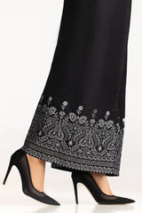 Black Rawsilk Block Printed Trouser TR-24-21