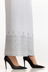 White Rawsilk Block Printed Trouser TR-24-21