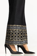 Black Rawsilk Block Printed Trouser TR-24-22