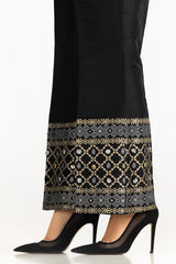 Black Rawsilk Block Printed Trouser TR-24-22