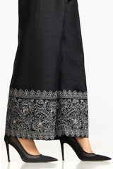 Black Rawsilk Block Printed Trouser TR-24-23