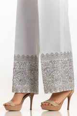 White Rawsilk Block Printed Trouser TR-24-23