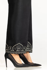 Black Rawsilk Embroidered Trouser TR-24-24