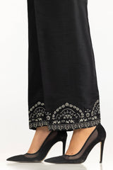 Black Rawsilk Embroidered Trouser TR-24-24