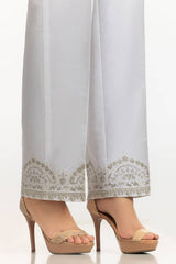 White Rawsilk Embroidered Trouser TR-24-24