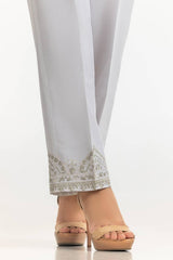 White Rawsilk Embroidered Trouser TR-24-24