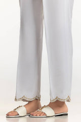 White Rawsilk Embroidered Trouser TR-24-25
