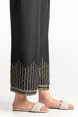 Black Rawsilk Embroidered Trouser TR-24-26