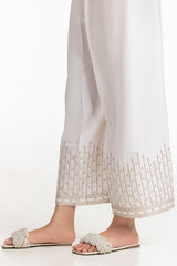 White Rawsilk Embroidered Trouser TR-24-26
