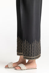 Black Rawsilk Embroidered Trouser TR-24-26