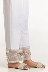 White Rawsilk Embroidered Trouser TR-24-28