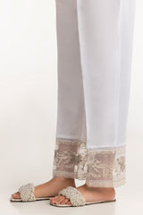 White Rawsilk Embroidered Trouser TR-24-28