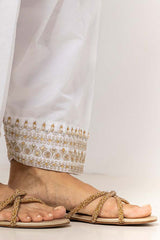 White Dyed Embroidered Rawsilk Shalwar TR-24-29