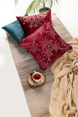 Tropical Velvet Embroidered Cushion Cover