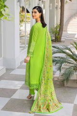 3 Piece Embroidered Cambric Unstitched Suit with Printed Burnout Dupatta BN-32003