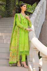3 Piece Embroidered Cambric Unstitched Suit with Printed Burnout Dupatta BN-32003