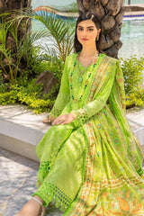 3 Piece Embroidered Cambric Unstitched Suit with Printed Burnout Dupatta BN-32003